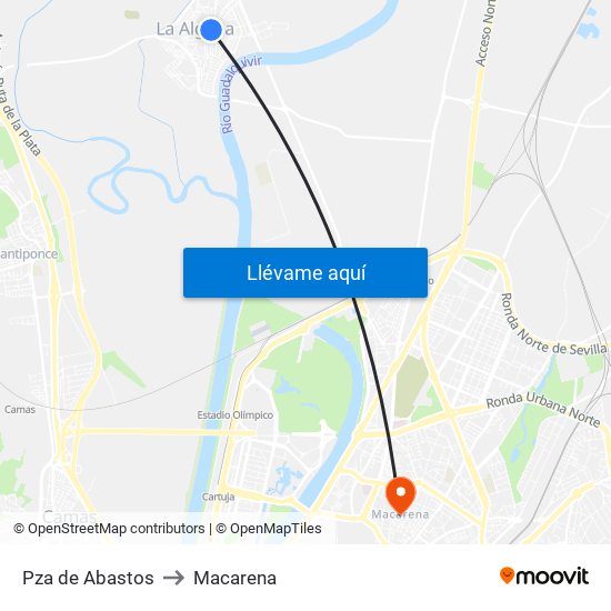 Pza de Abastos to Macarena map