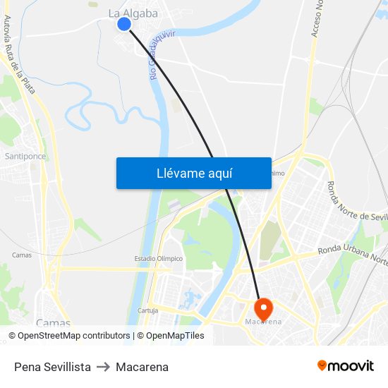 Pena Sevillista to Macarena map
