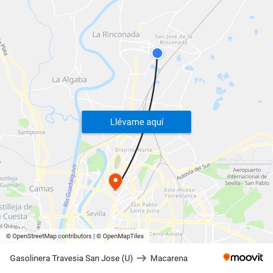 Gasolinera Travesia San Jose (U) to Macarena map