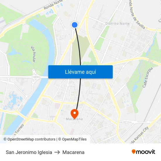 San Jeronimo Iglesia to Macarena map