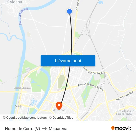 Horno de Curro (V) to Macarena map