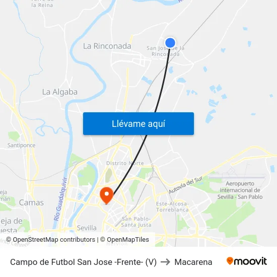 Campo de Futbol San Jose -Frente- (V) to Macarena map
