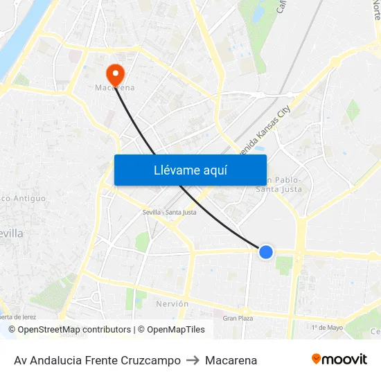 Av Andalucia Frente Cruzcampo to Macarena map