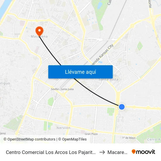 Centro Comercial Los Arcos Los Pajaritos to Macarena map