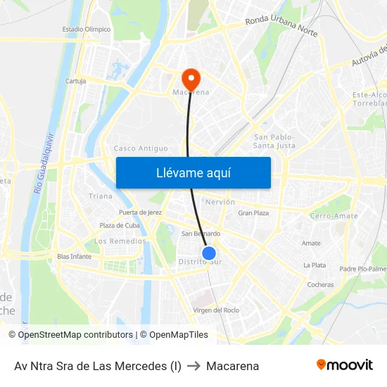 Av Ntra Sra de Las Mercedes (I) to Macarena map
