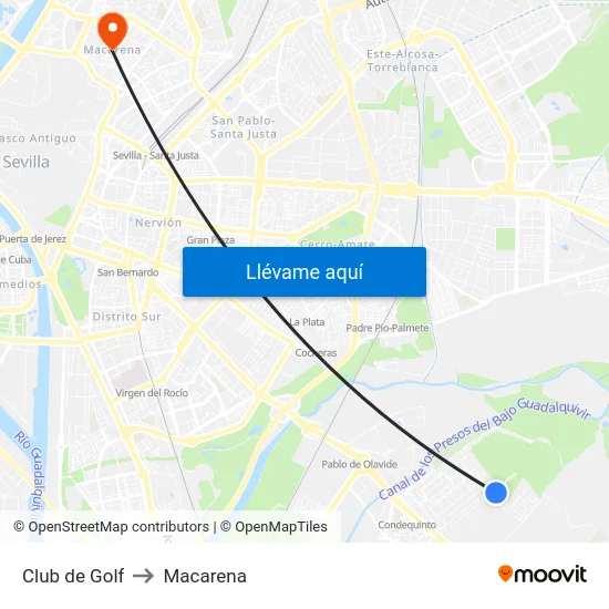 Club de Golf to Macarena map