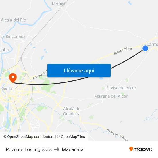 Pozo de Los Ingleses to Macarena map