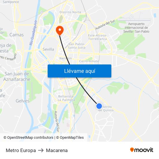 Metro Europa to Macarena map