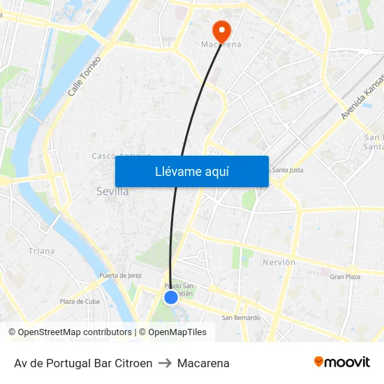 Av de Portugal Bar Citroen to Macarena map