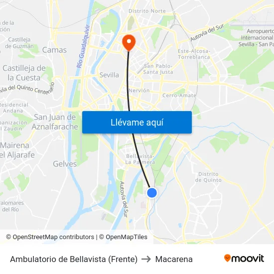 Ambulatorio de Bellavista (Frente) to Macarena map