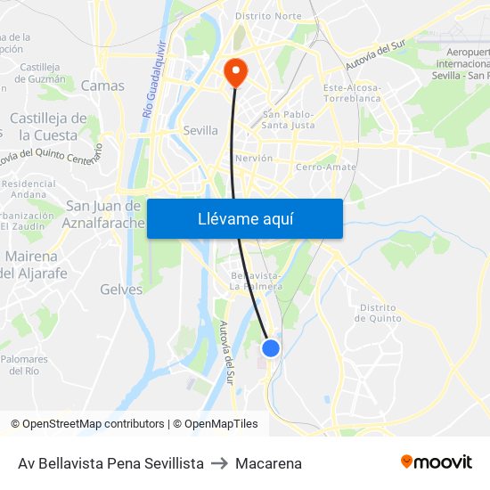 Av Bellavista Pena Sevillista to Macarena map