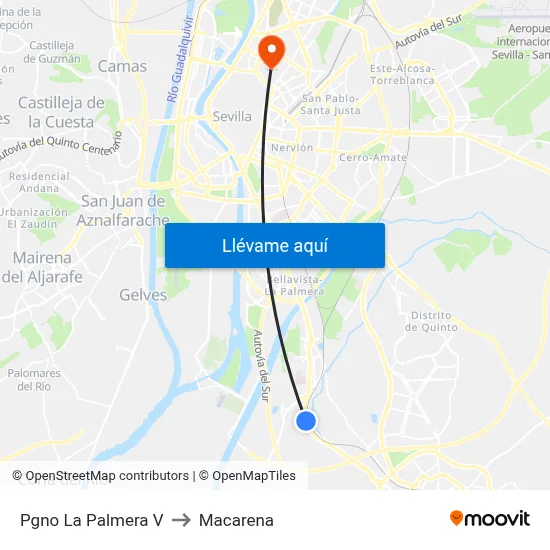 Pgno La Palmera V to Macarena map