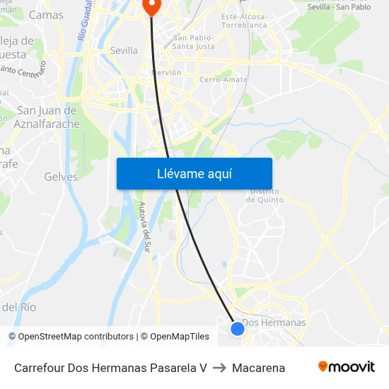 Carrefour Dos Hermanas Pasarela V to Macarena map