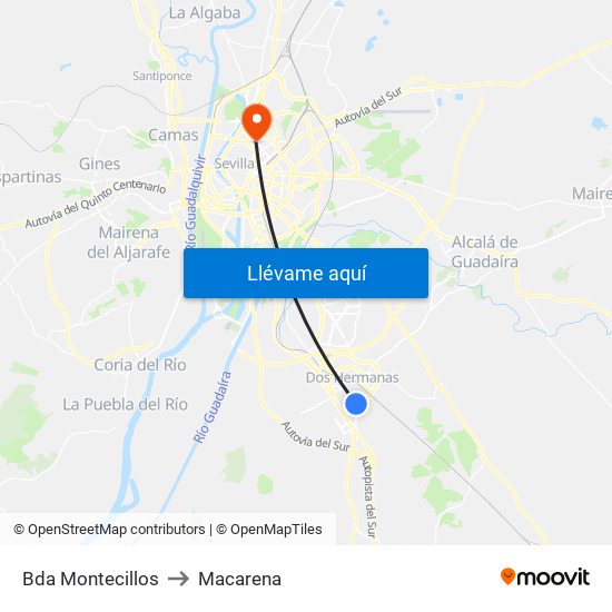 Bda Montecillos to Macarena map