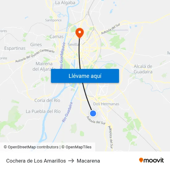 Cochera de Los Amarillos to Macarena map