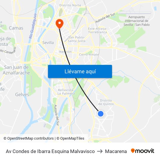 Av Condes de Ibarra Esquina Malvavisco to Macarena map