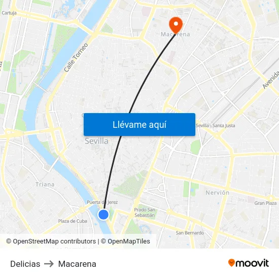 Delicias to Macarena map