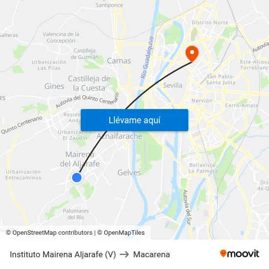 Instituto Mairena Aljarafe (V) to Macarena map
