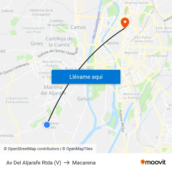 Av Del Aljarafe Rtda (V) to Macarena map