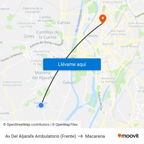 Av Del Aljarafe Ambulatorio (Frente) to Macarena map