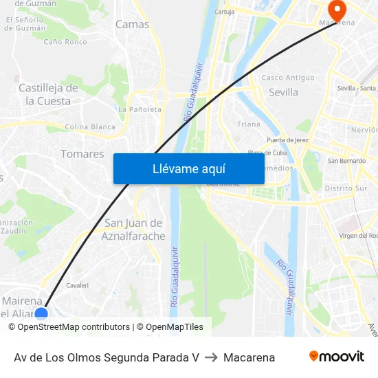 Av de Los Olmos Segunda Parada V to Macarena map