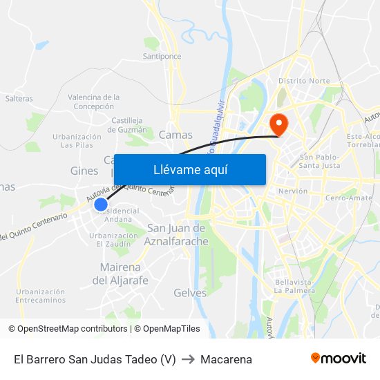El Barrero San Judas Tadeo (V) to Macarena map