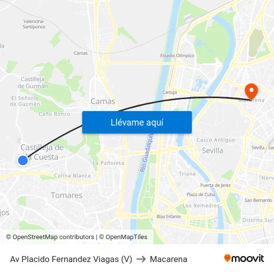 Av Placido Fernandez Viagas (V) to Macarena map