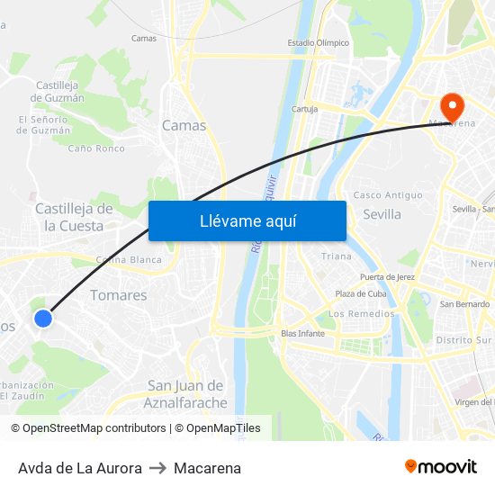 Avda de La Aurora to Macarena map