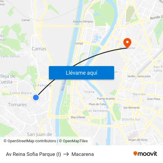 Av Reina Sofia Parque (I) to Macarena map