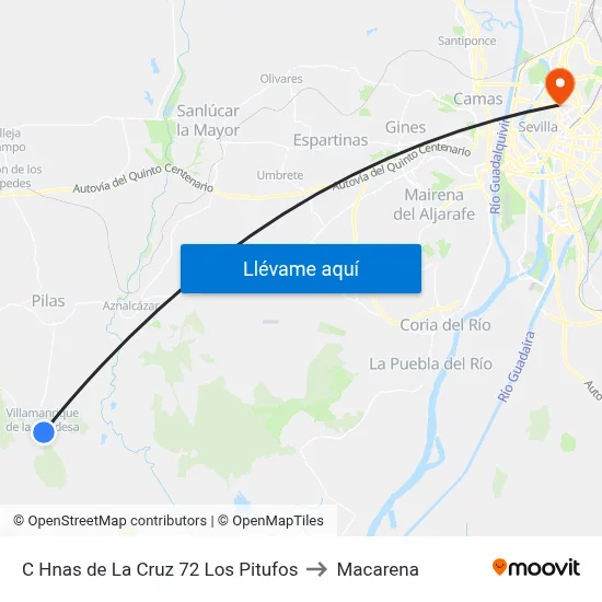 C Hnas de La Cruz 72 Los Pitufos to Macarena map