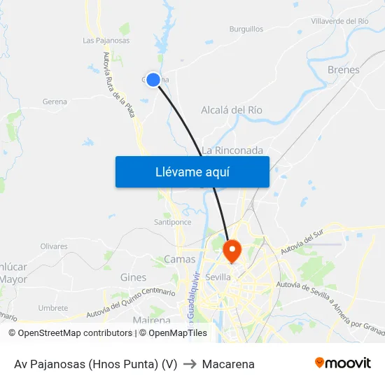 Av Pajanosas (Hnos Punta) (V) to Macarena map