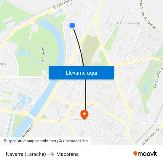 Navarra (Larache) to Macarena map