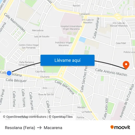 Resolana (Feria) to Macarena map