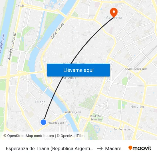 Esperanza de Triana (Republica Argentina) to Macarena map