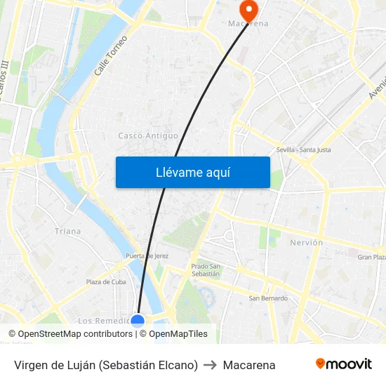 Virgen de Luján (Sebastián Elcano) to Macarena map