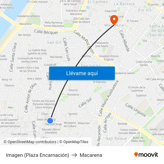 Imagen (Plaza Encarnación) to Macarena map