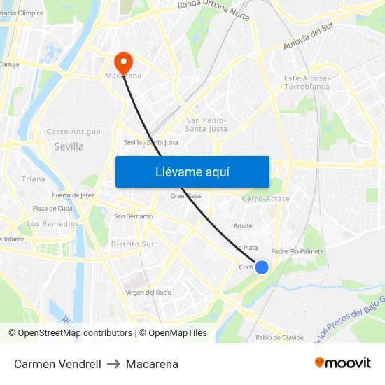 Carmen Vendrell to Macarena map