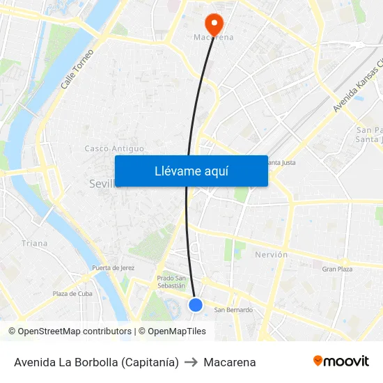 Avenida La Borbolla (Capitanía) to Macarena map