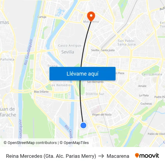 Reina Mercedes (Gta. Alc. Parias Merry) to Macarena map