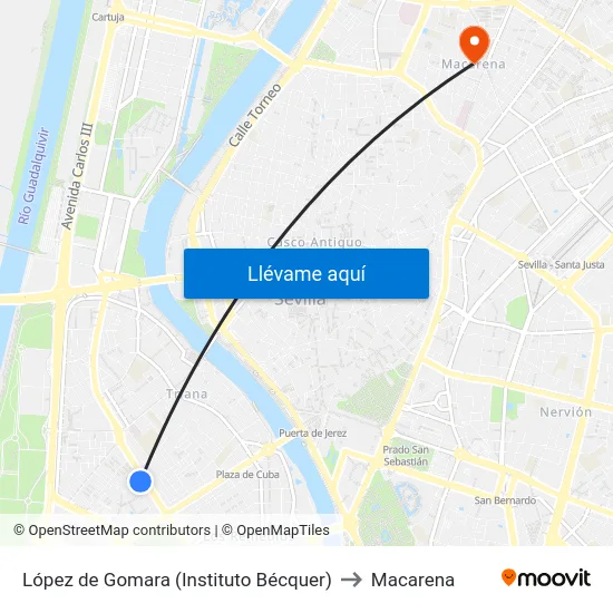 López de Gomara (Instituto Bécquer) to Macarena map