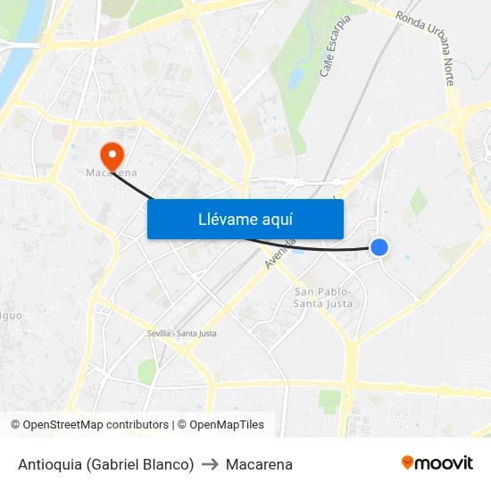 Antioquia (Gabriel Blanco) to Macarena map