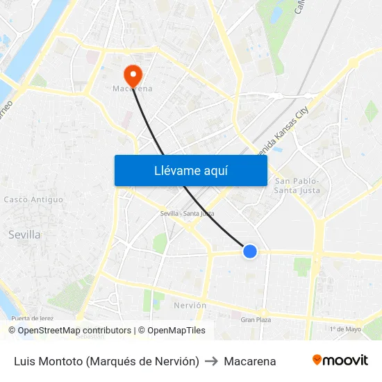 Luis Montoto (Marqués de Nervión) to Macarena map