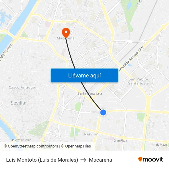 Luis Montoto (Luis de Morales) to Macarena map