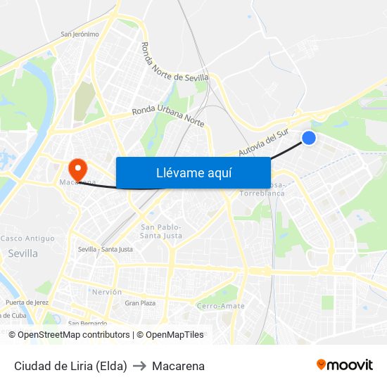 Ciudad de Liria (Elda) to Macarena map