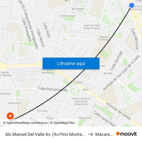 Alc.Manuel Del Valle Av. (Av.Pino Montano) to Macarena map
