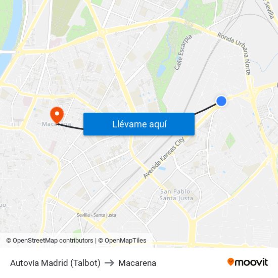 Autovía Madrid (Talbot) to Macarena map