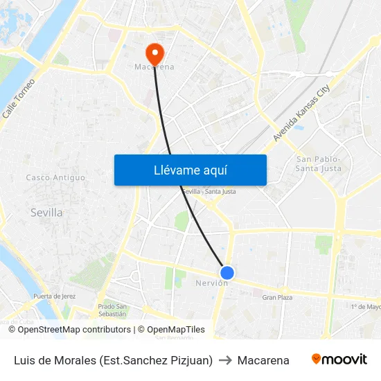 Luis de Morales (Est.Sanchez Pizjuan) to Macarena map