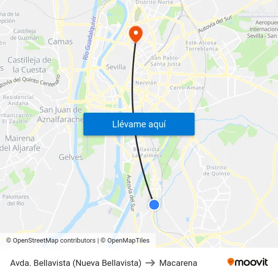Avda. Bellavista (Nueva Bellavista) to Macarena map