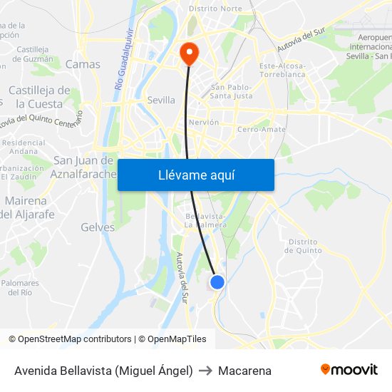Avenida Bellavista (Miguel Ángel) to Macarena map