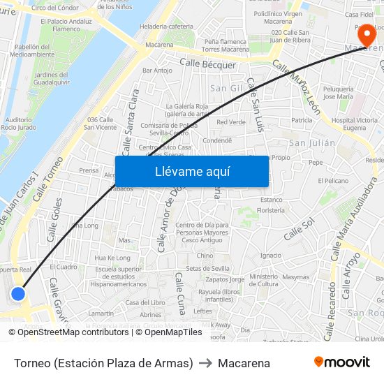 Torneo (Estación Plaza de Armas) to Macarena map